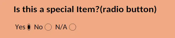 Example output of radio button mapping showing selected option marked