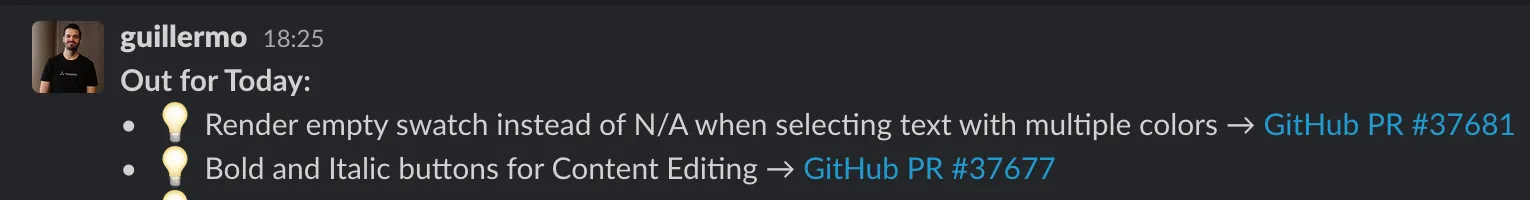 Slack message with using the generated output from the Deno script