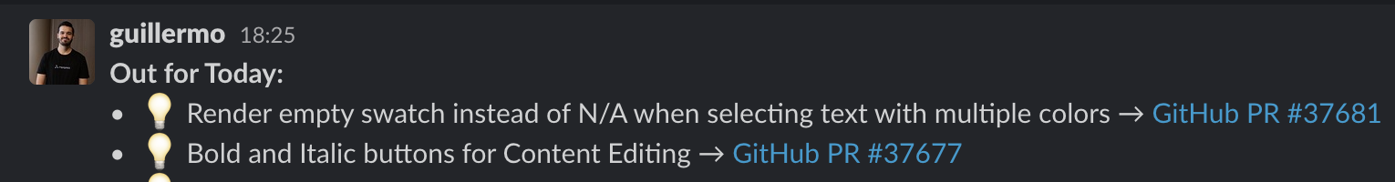 Slack message with using the generated output from the Deno script