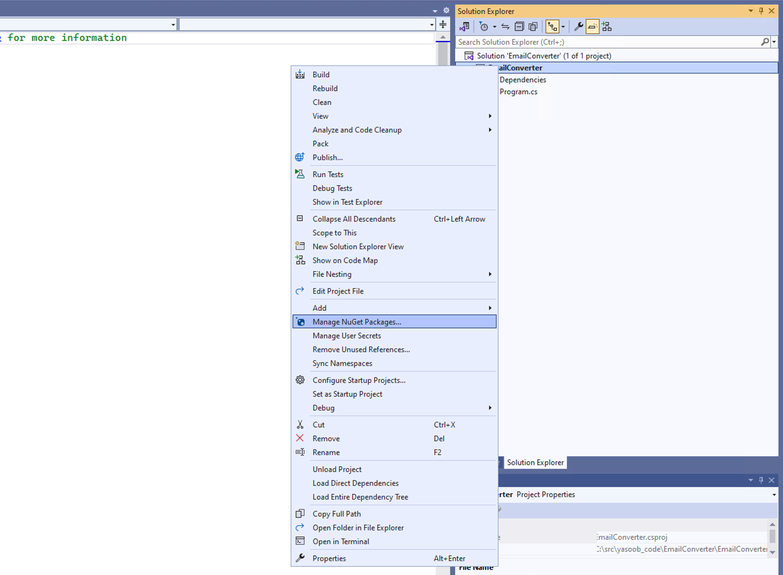 Manage NuGet packages
