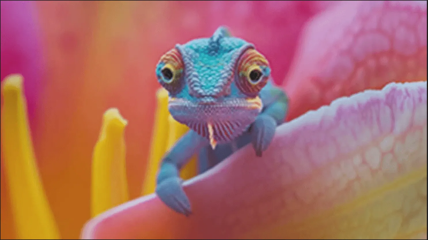 Original image of a blue lizard with vibrant colors