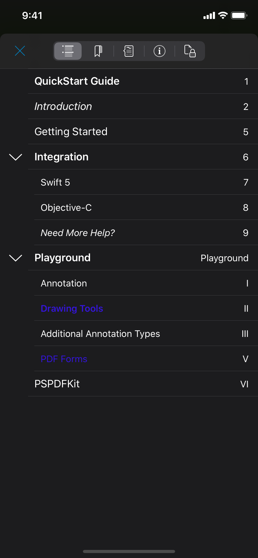 Previous Outline in in Dark Mode