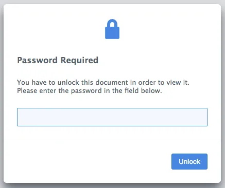 Password Prompt Password prompt shown for the password protected document.