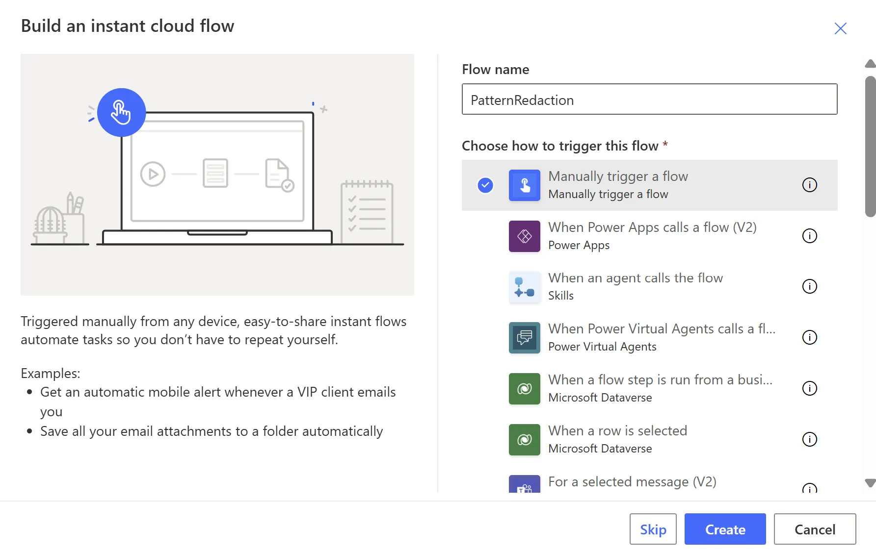 Create a flow in Power Automate