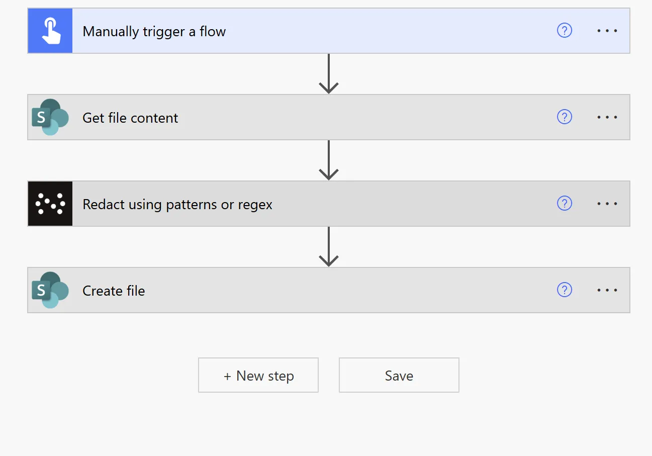 Pattern-based redaction using Power Automate