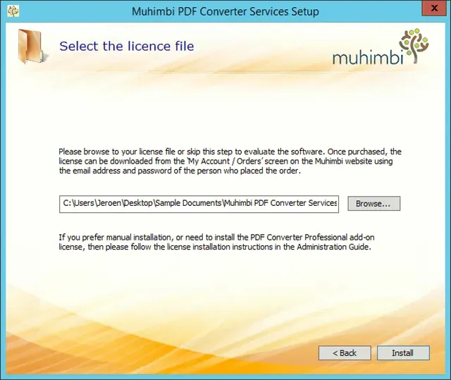install license key for Muhimbi PDF Converter Services