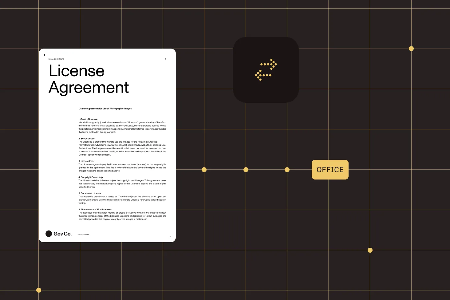 Illustration of a PDF document being converted to Word, Excel, and PowerPoint formats