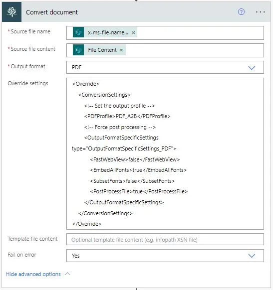 Convert document