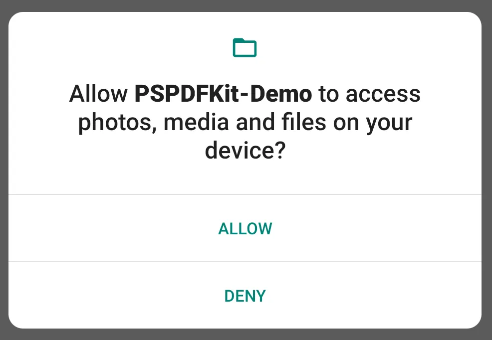 Runtime permissions dialog
