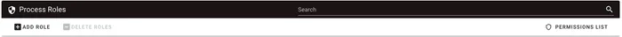 Process Roles dialog showing Add Role, Delete Roles, and the Permissions List button in the top-right corner