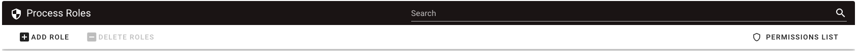 Process Roles dialog showing Add Role, Delete Roles, and the Permissions List button in the top-right corner