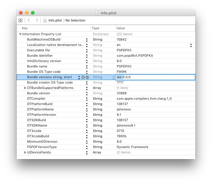 Info.plist editing
