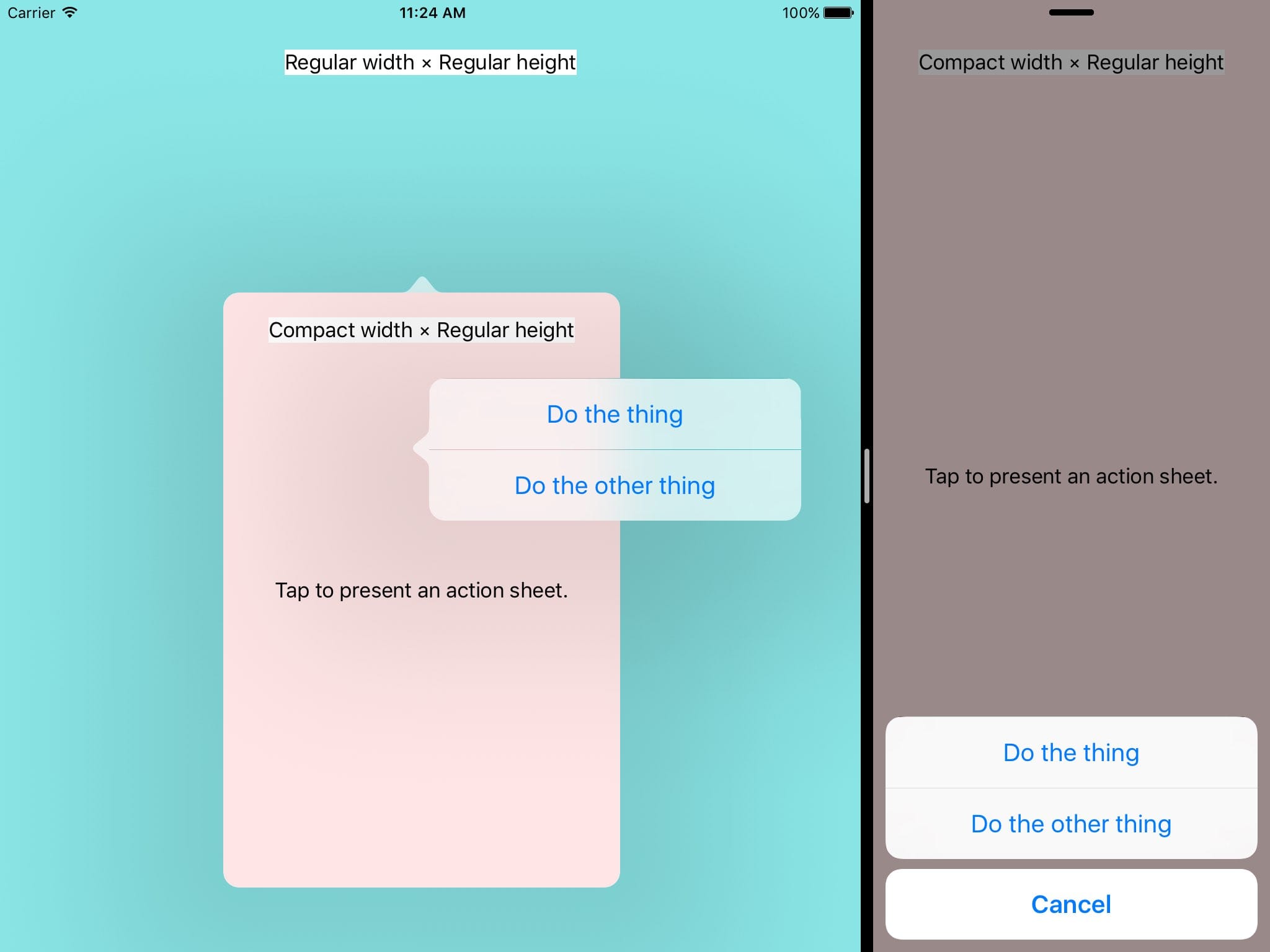 Popover presenting action sheet as popover