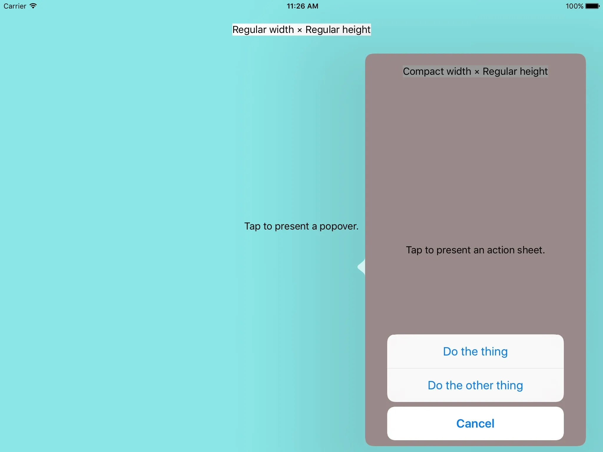 Popover presenting action sheet as sheet
