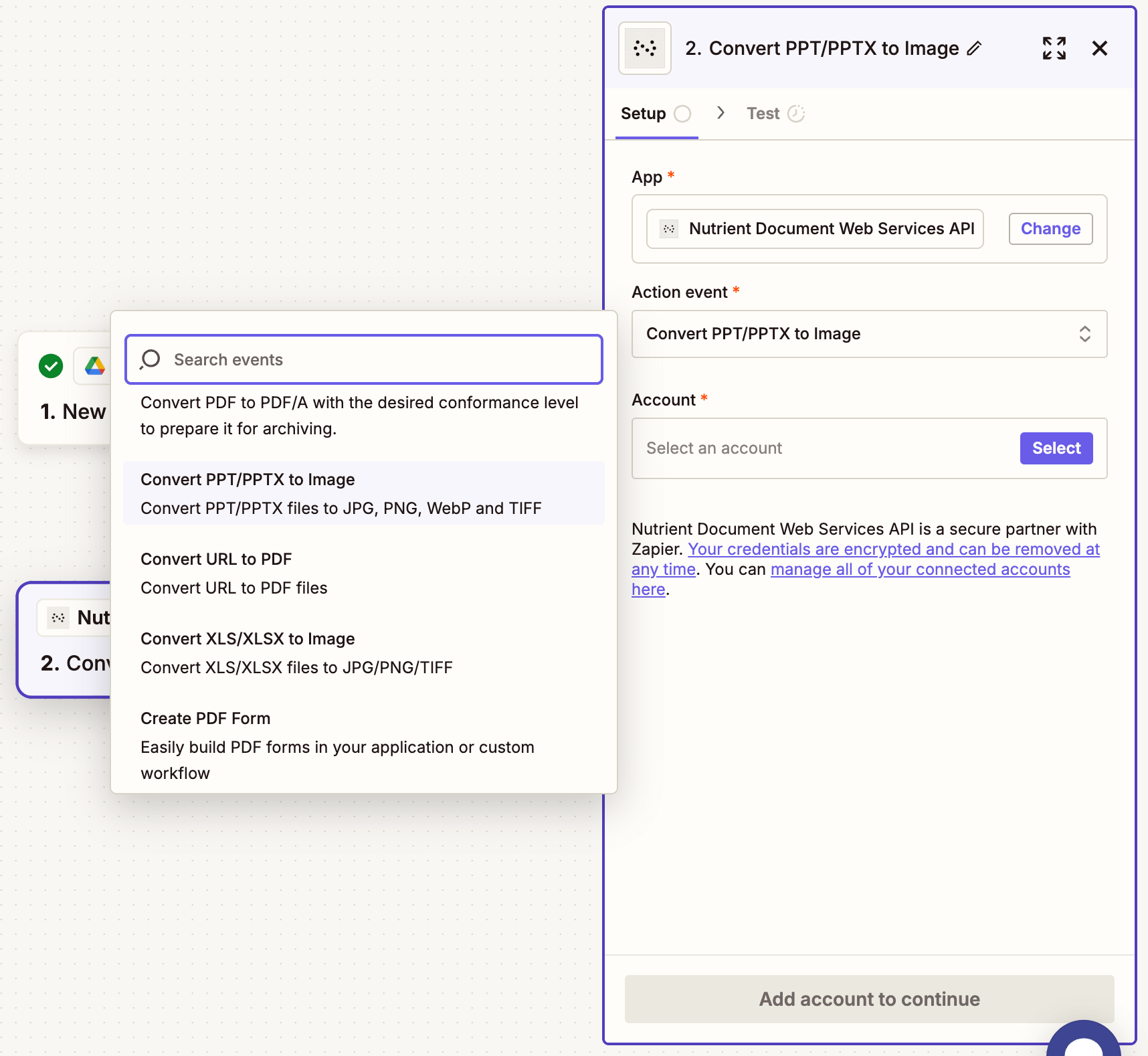 Convert PPT/PPTX to Image selected as action event