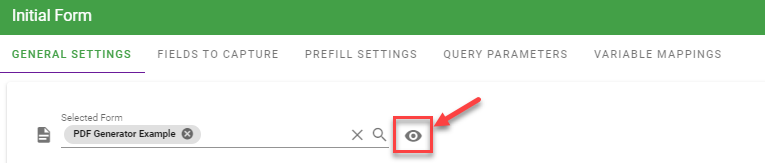 Form preview button in configuration dialog