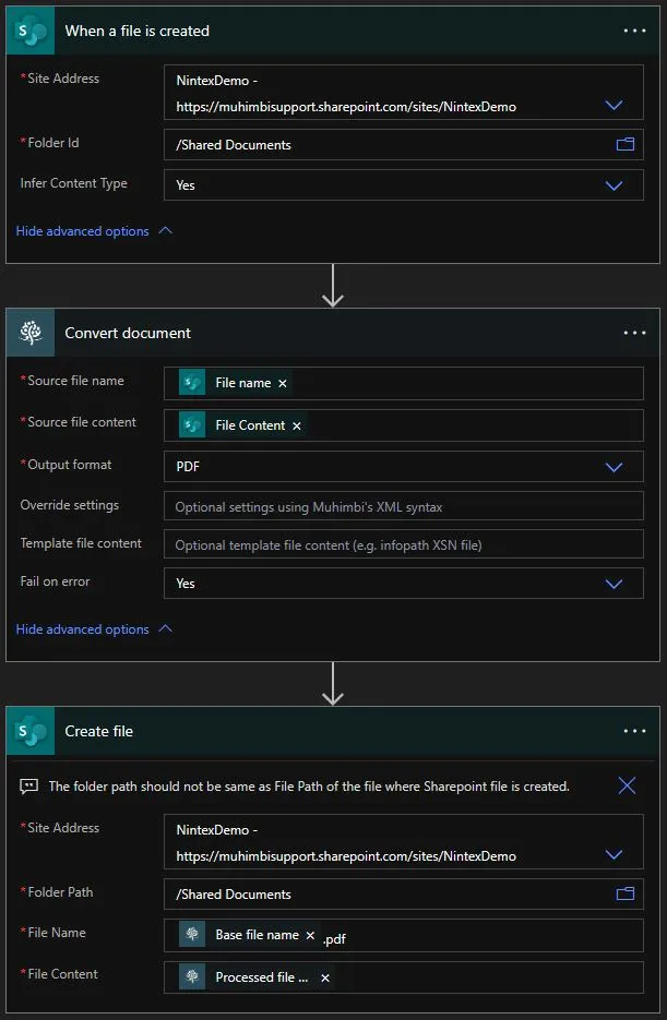 print to pdf using power automate