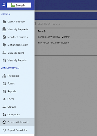 Process Scheduler menu option in System Settings navigation pane