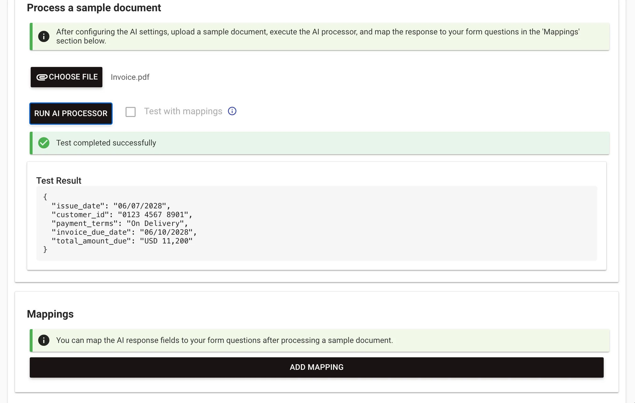 Processing results