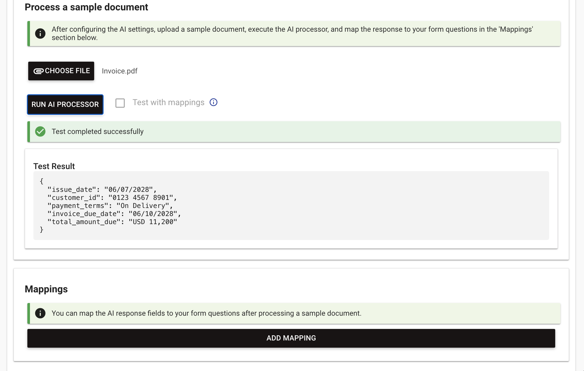 Processing results