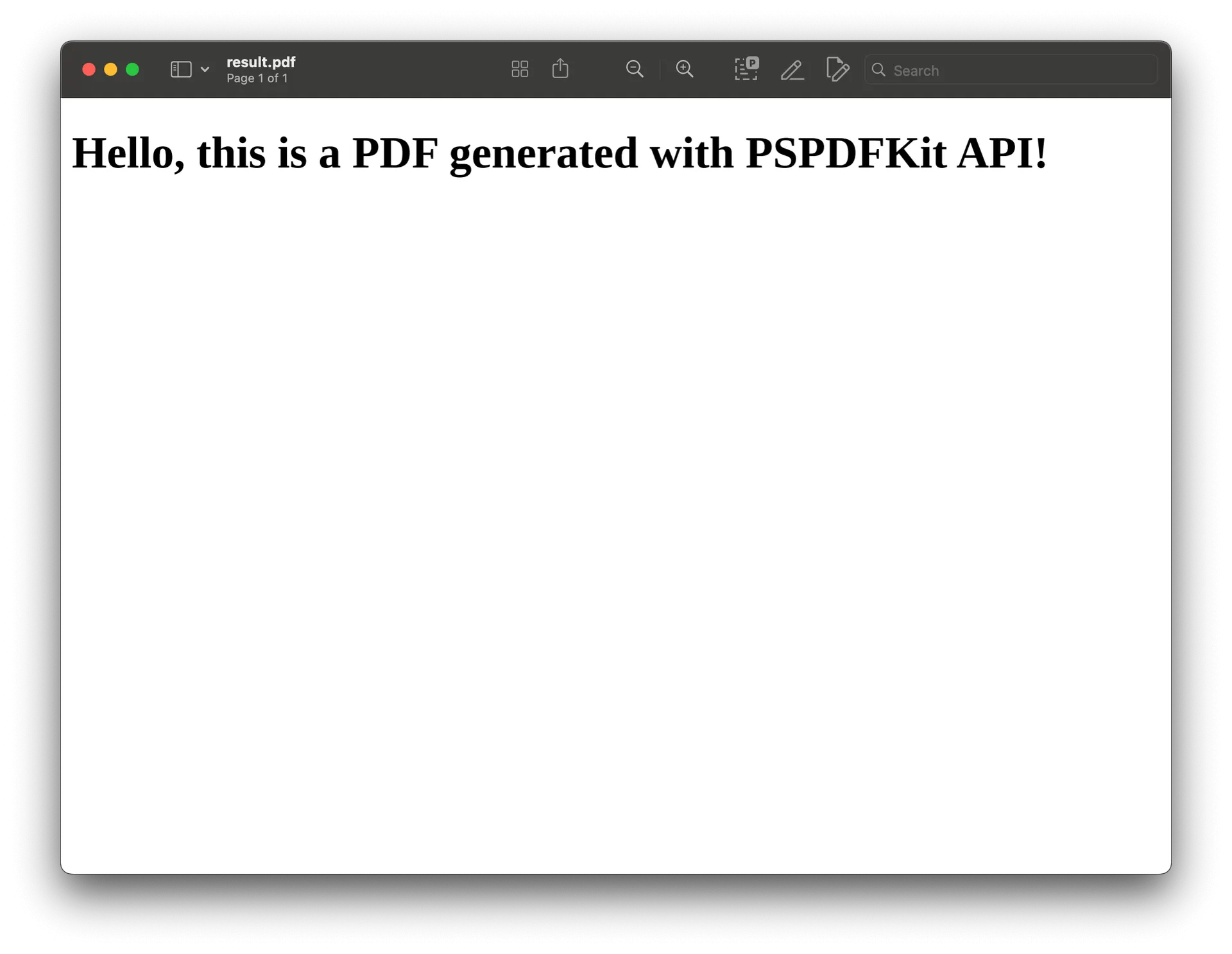 Example PDF generated from HTML with a single heading
