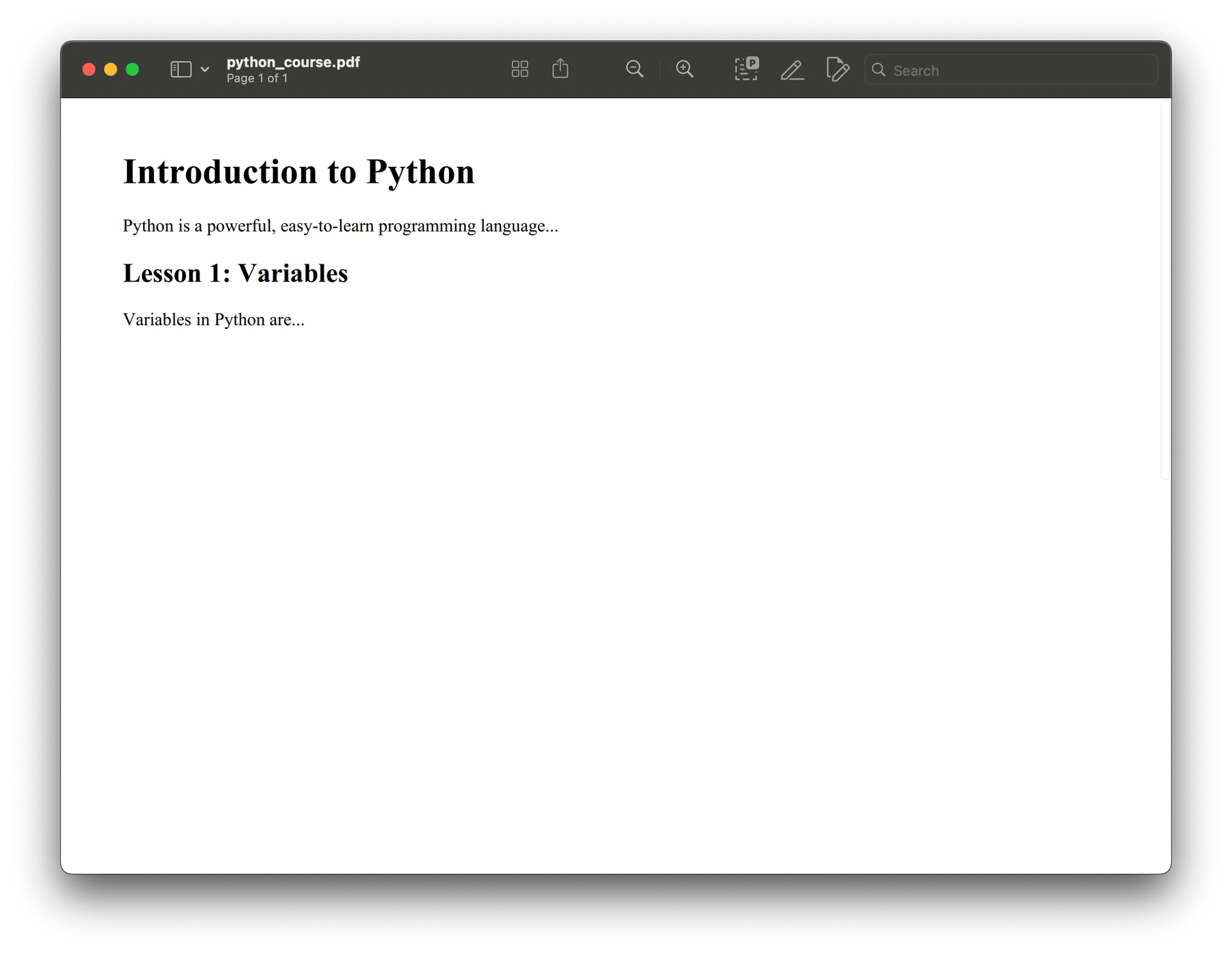 Python course material rendered as PDF from HTML