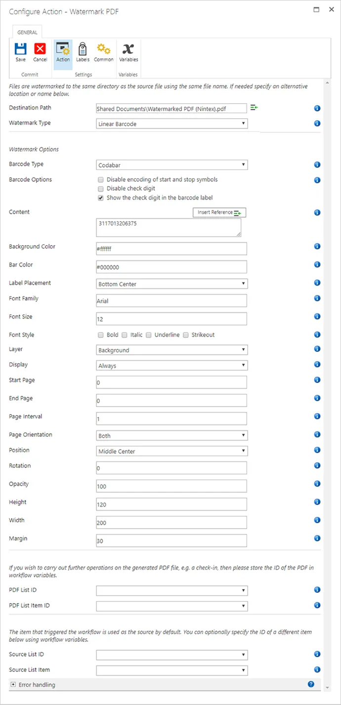 Nintex Workflow - Barcode