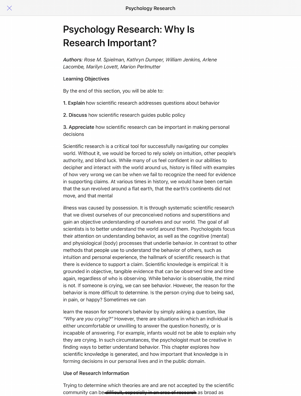 digital document with sans serif title, bytitles, and a wide single column of text below