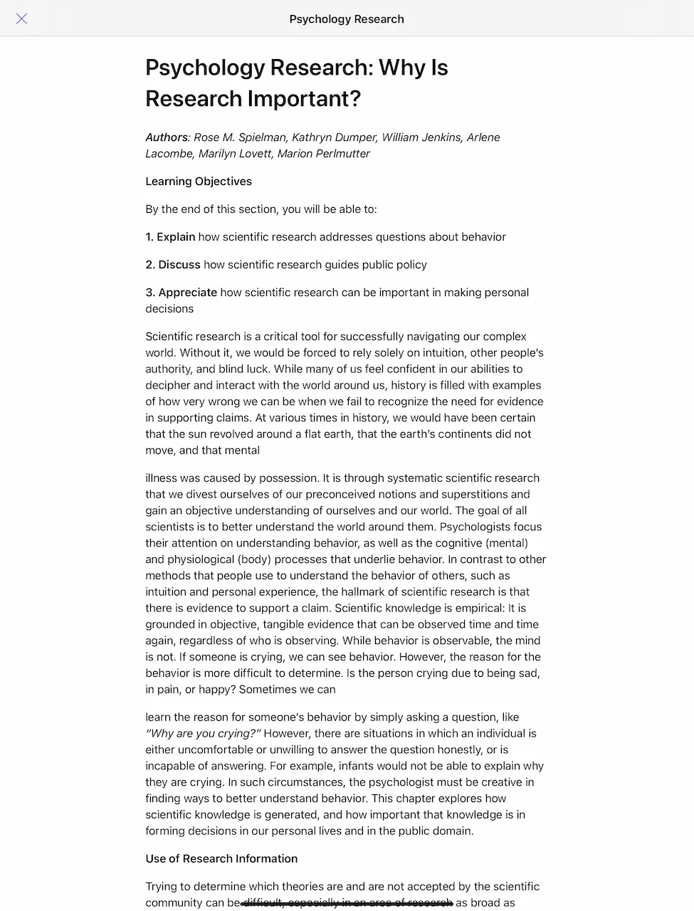 digital document with sans serif title, bytitles, and a wide single column of text below