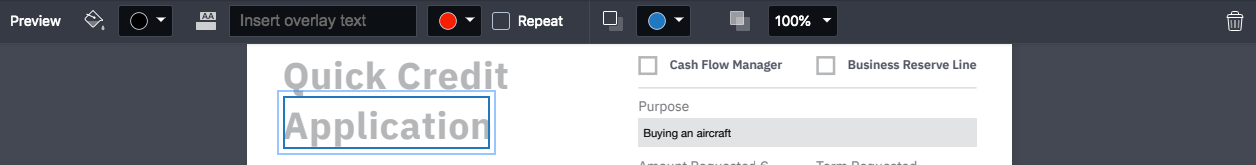 Toolbar options for redaction annotations