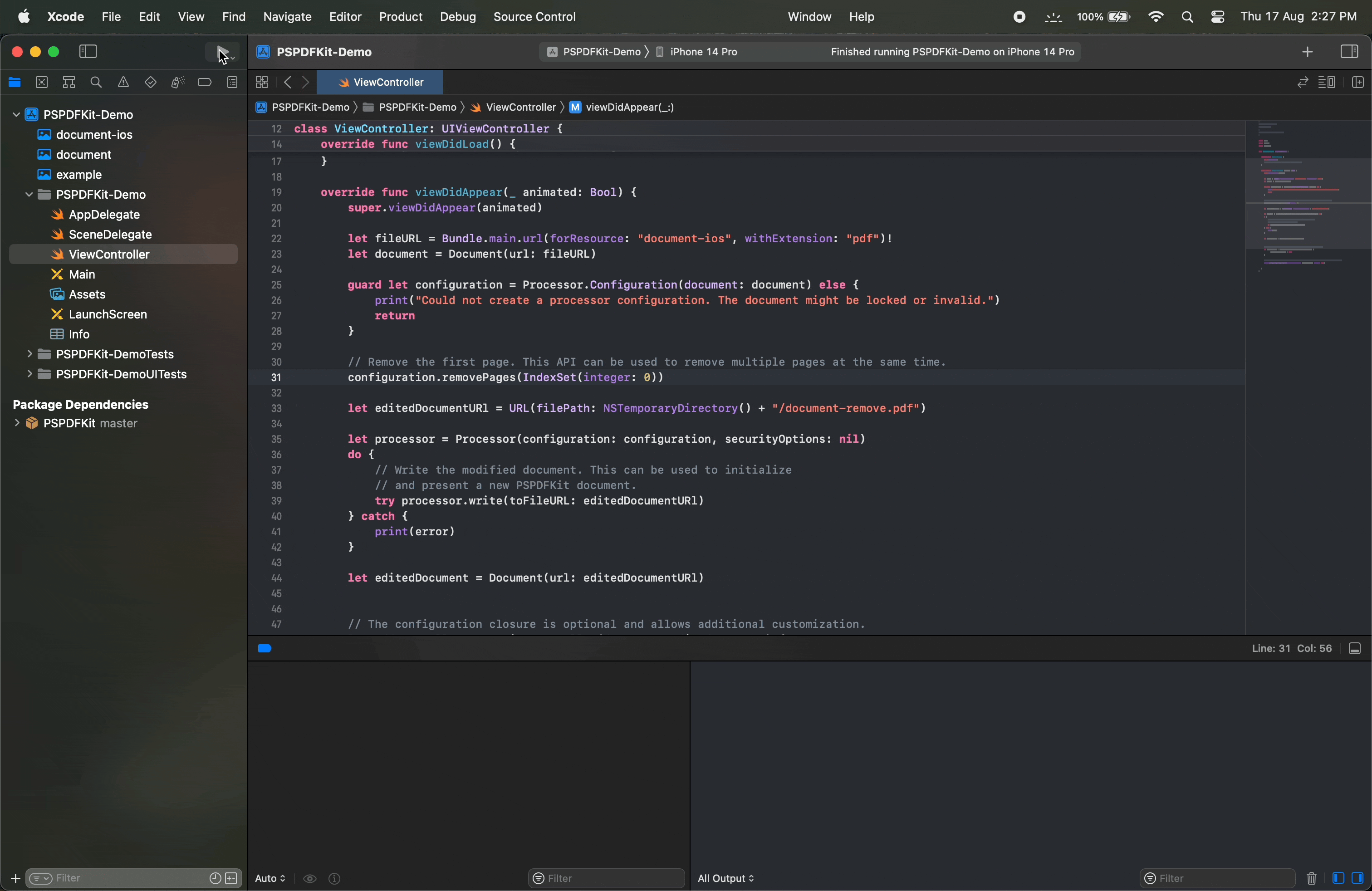 gif showing the working example on a simulator