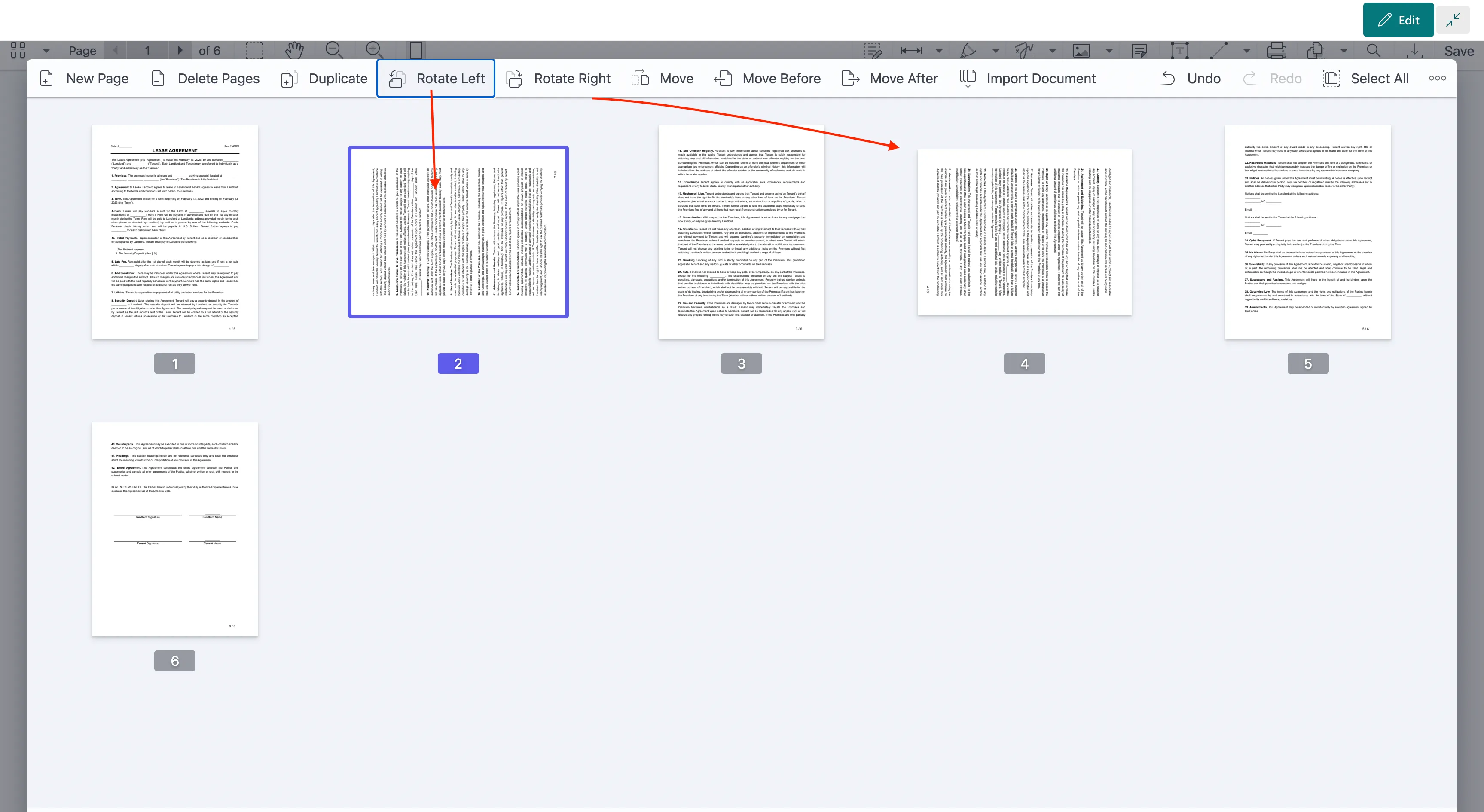 Rotate PDF page