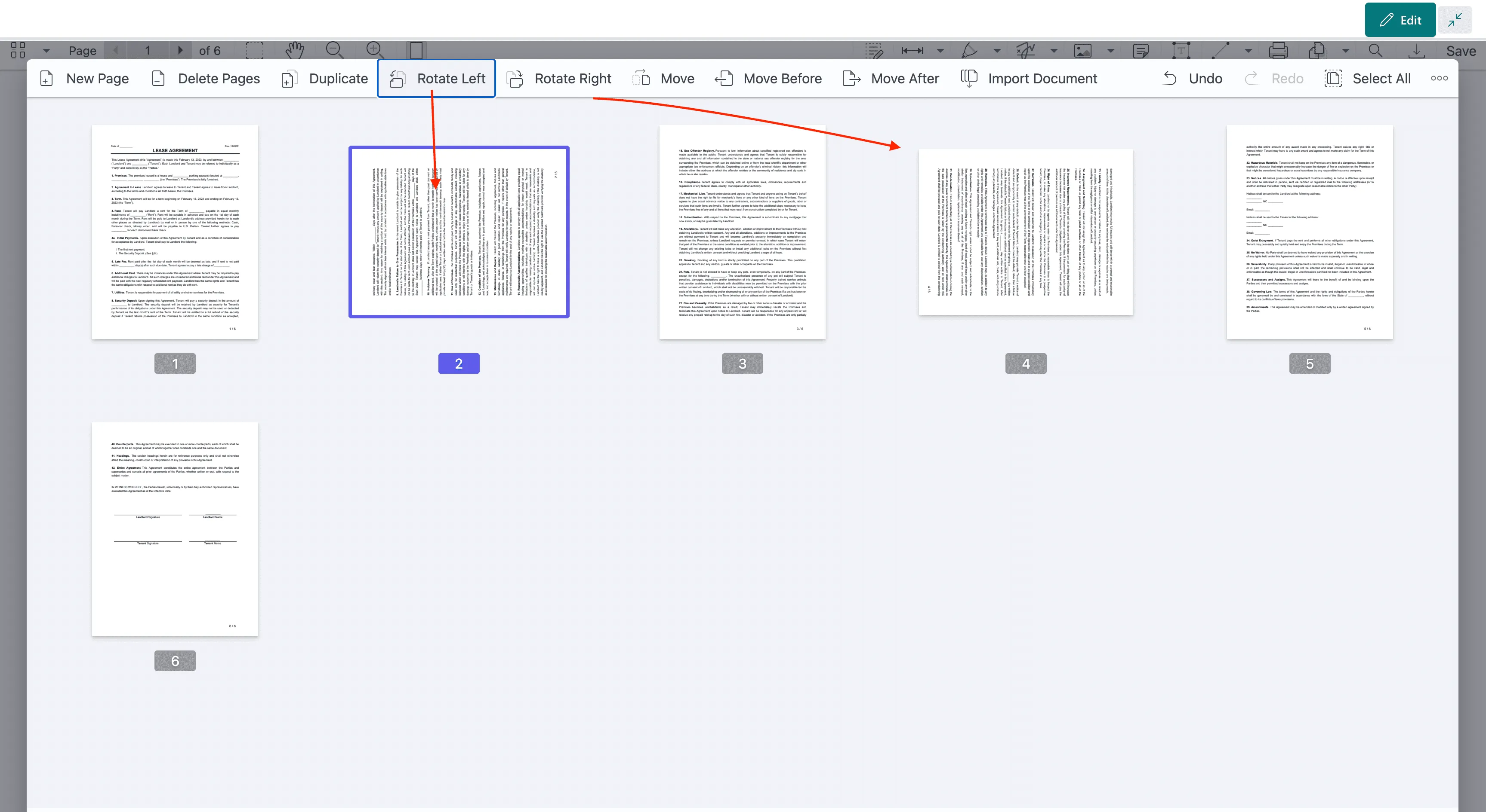 Rotate PDF page