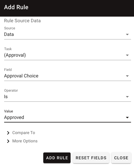 Rule configuration with data source