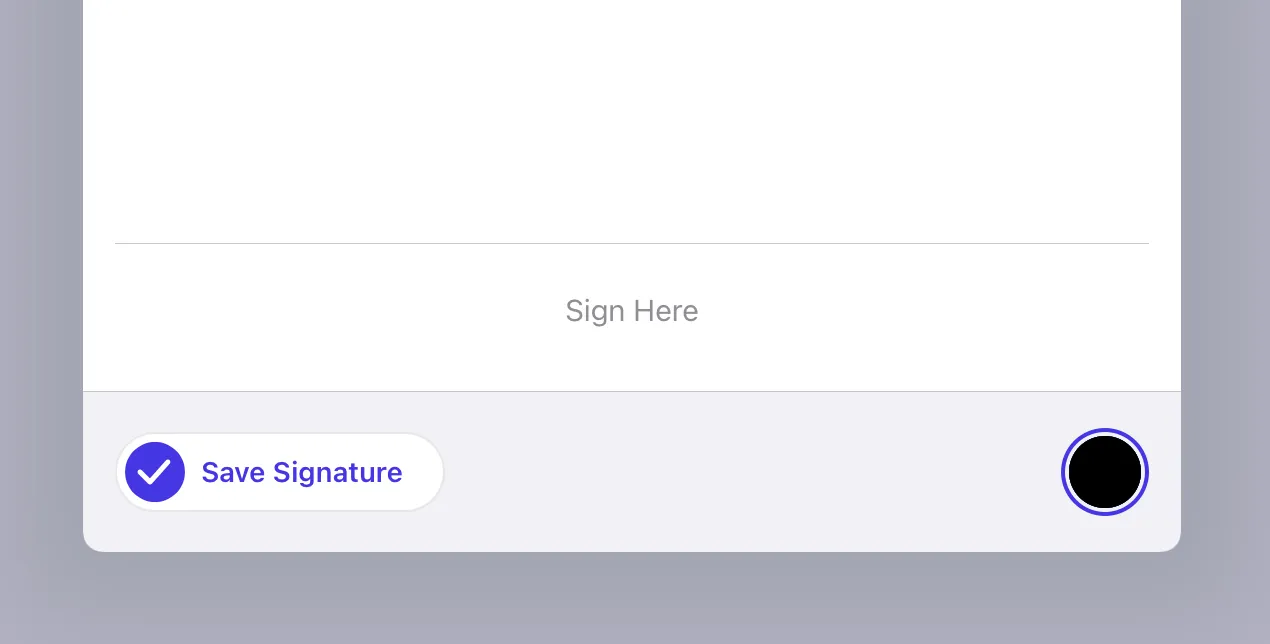 Screenshot of enabled toggle for saving signatures.