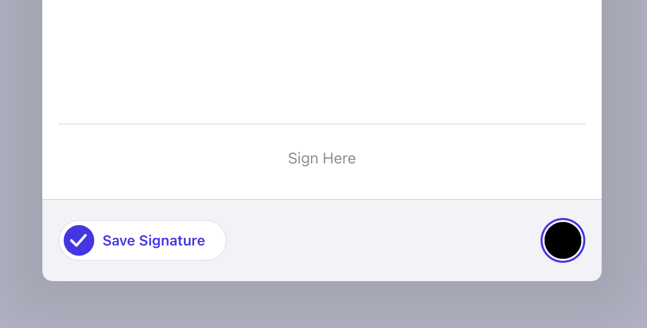 Screenshot of enabled toggle for saving signatures.