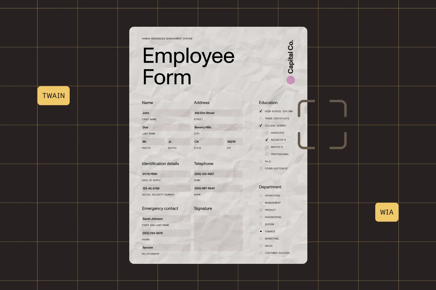 Illustration of document scanning and template setup