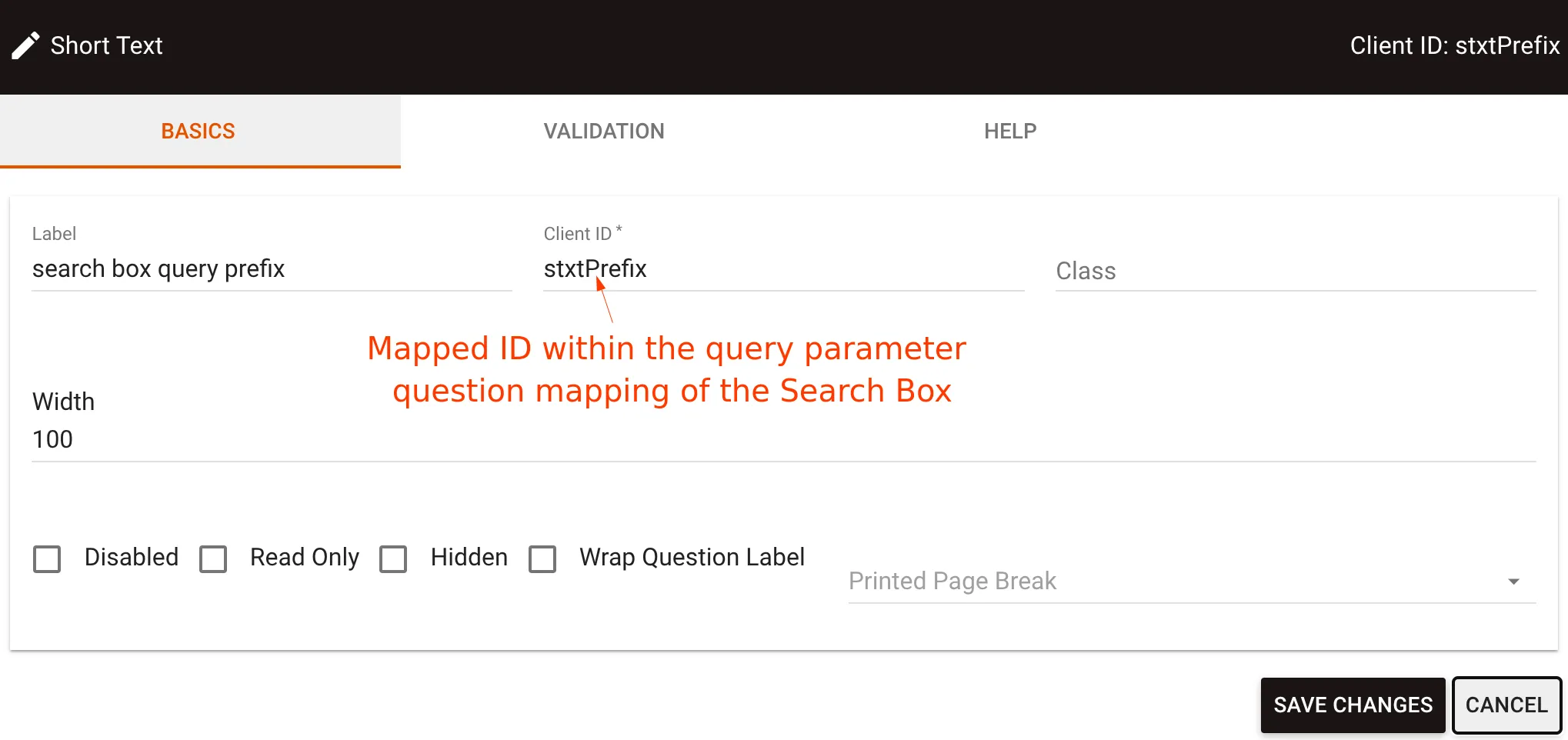 Client ID field configuration for query parameter mapping