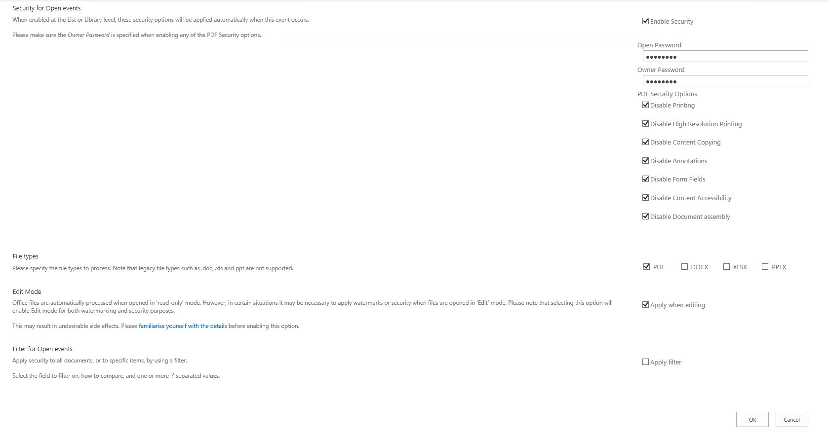 insert and update events