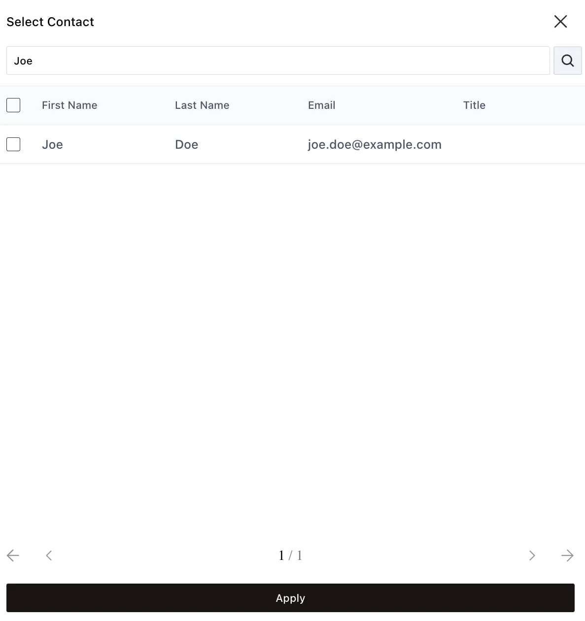 Select internal contacts