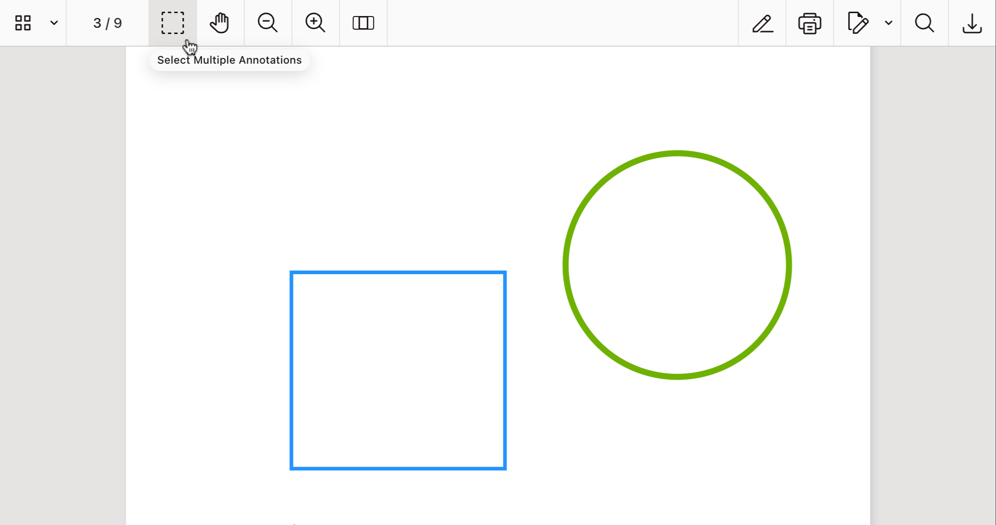 Select multiple annotations toolbar item