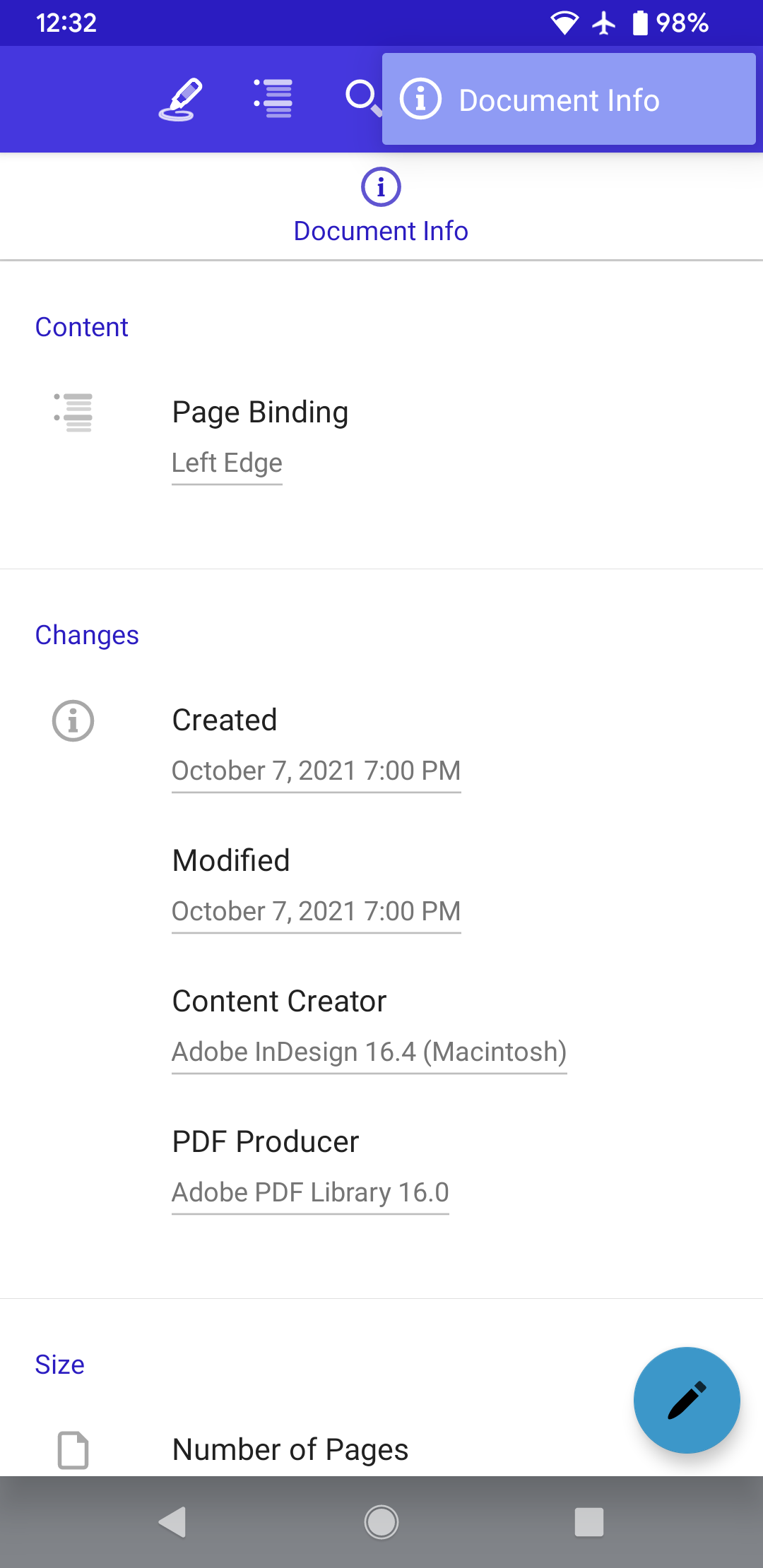 Separated Document Info