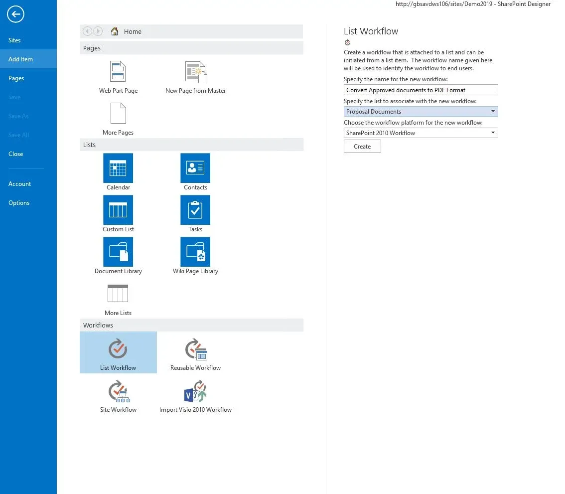 list workflow