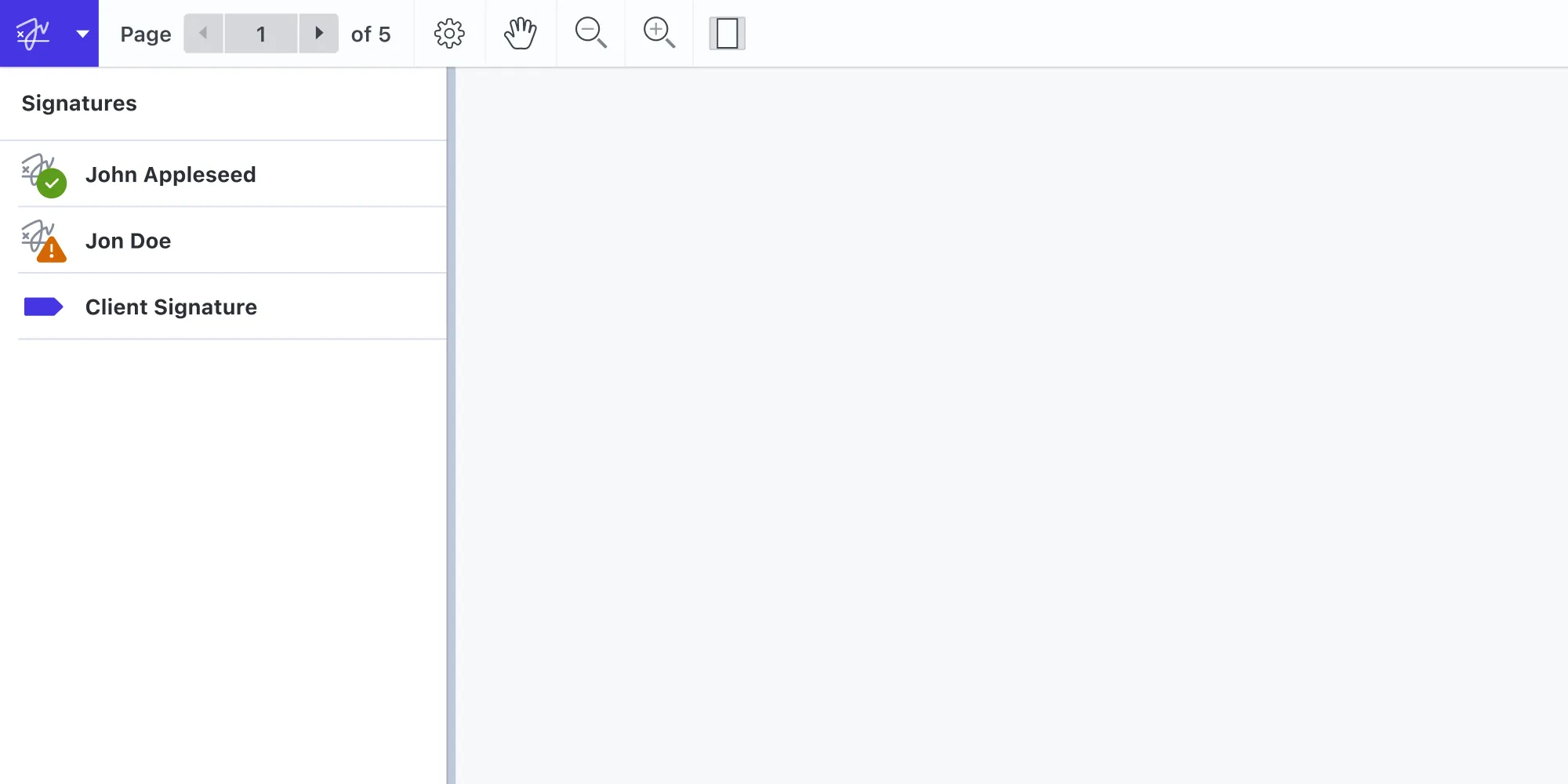 Signatures Sidebar