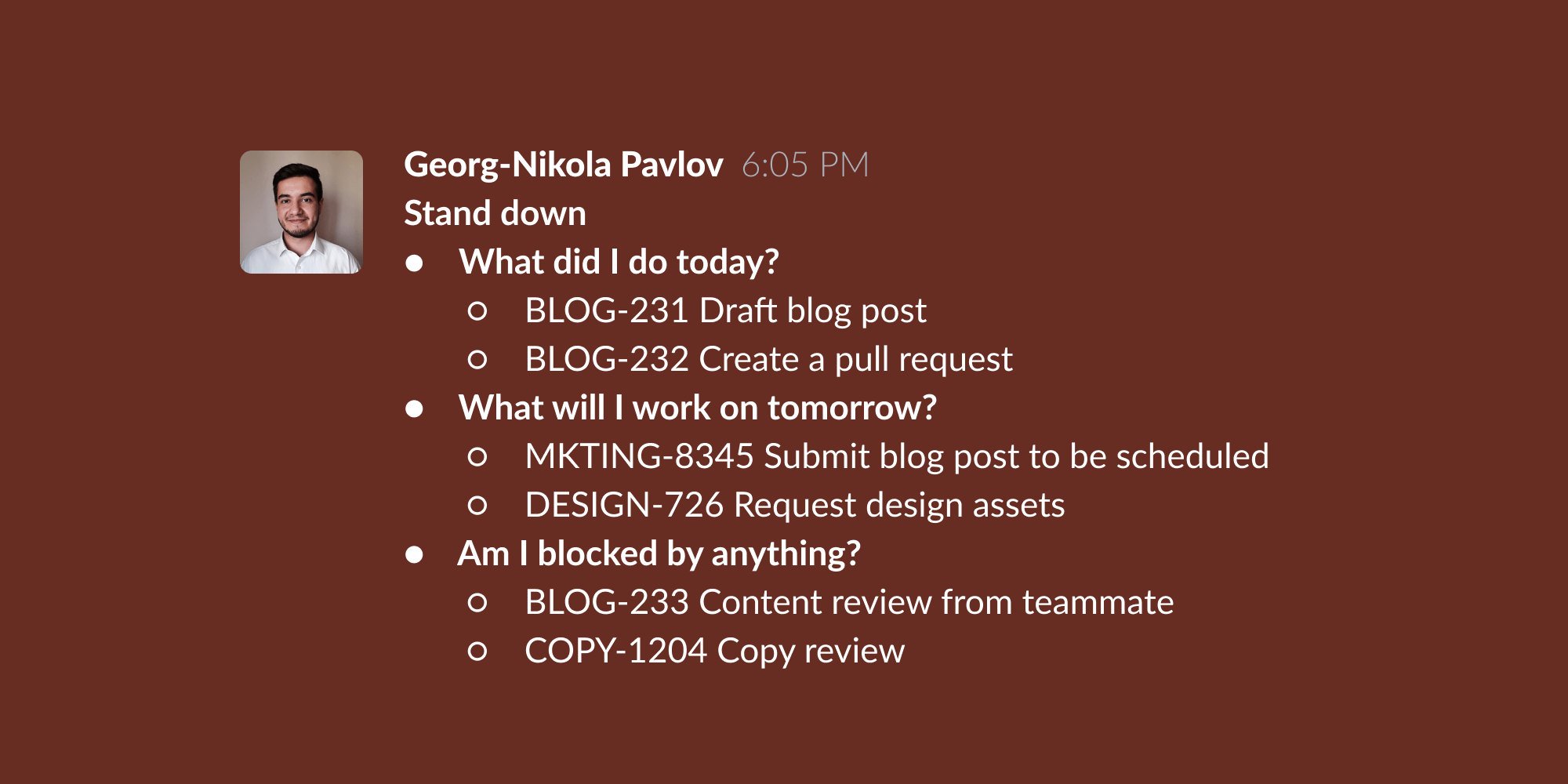 Mock image showing a stand-down message