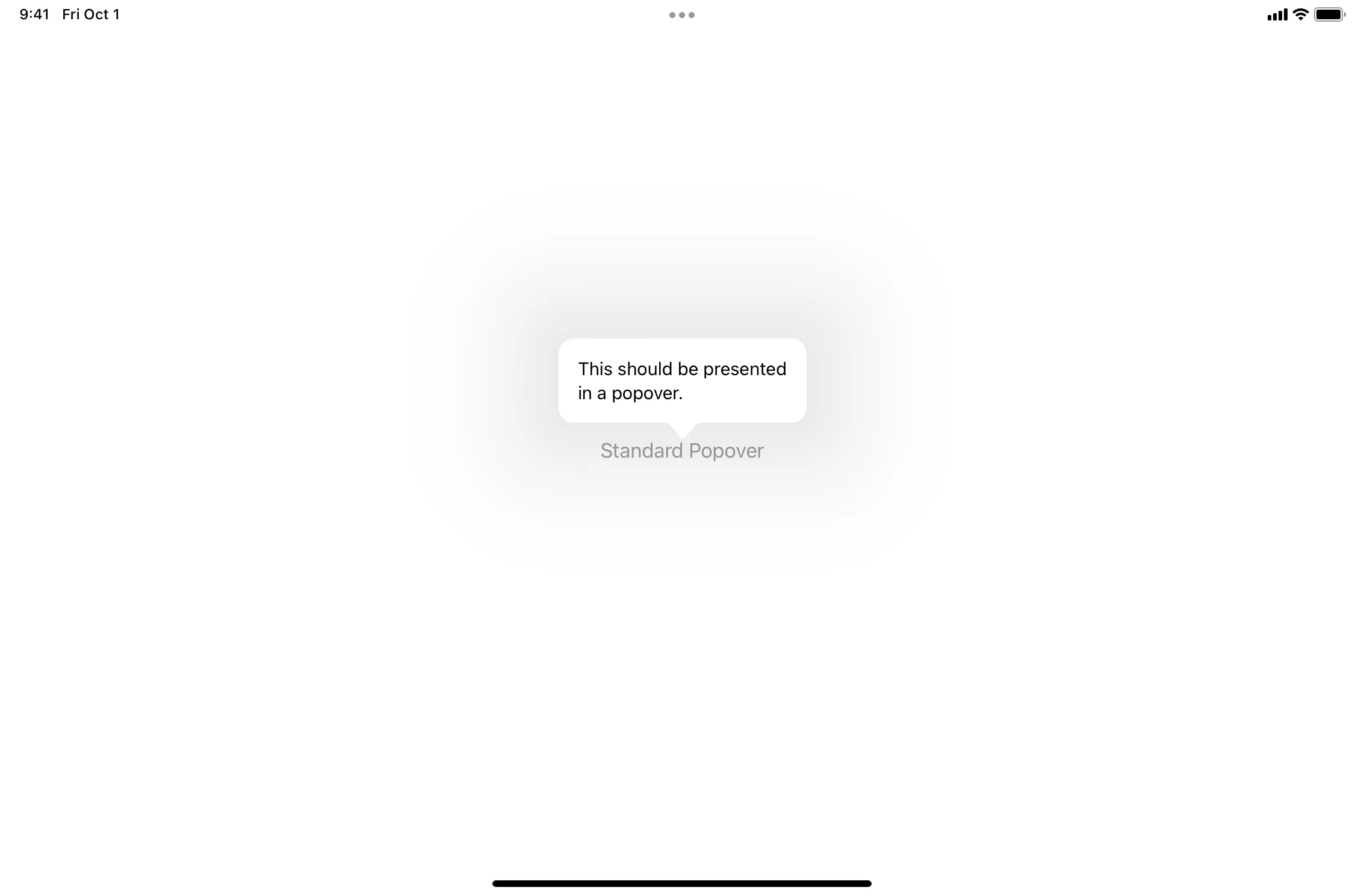 Standard Popover on iPad