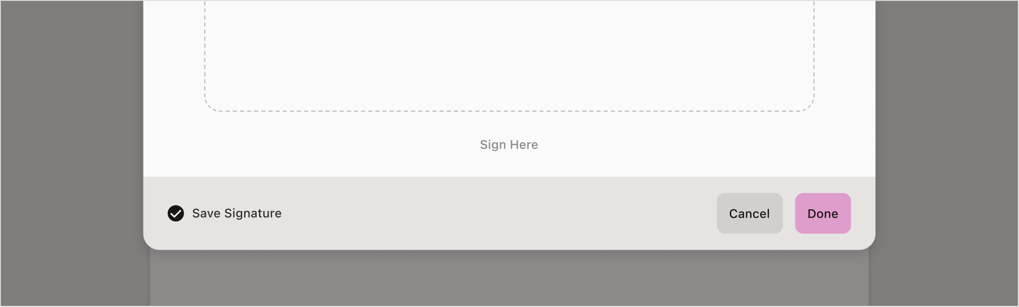 Screenshot of enabled toggle for saving signatures.
