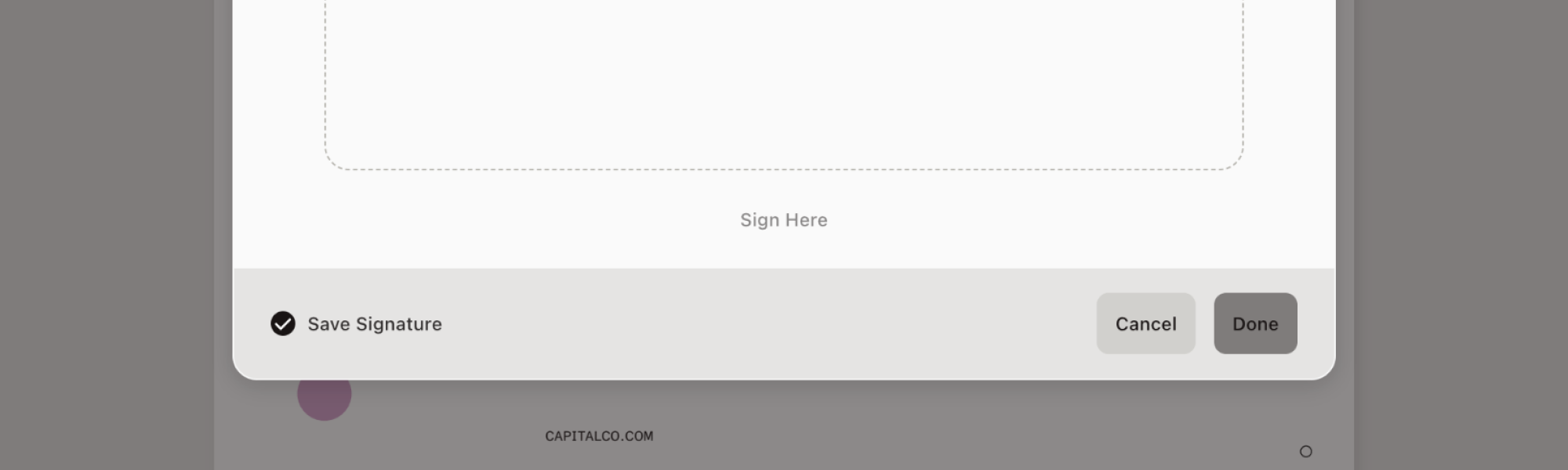 Screenshot of enabled toggle for saving signatures.