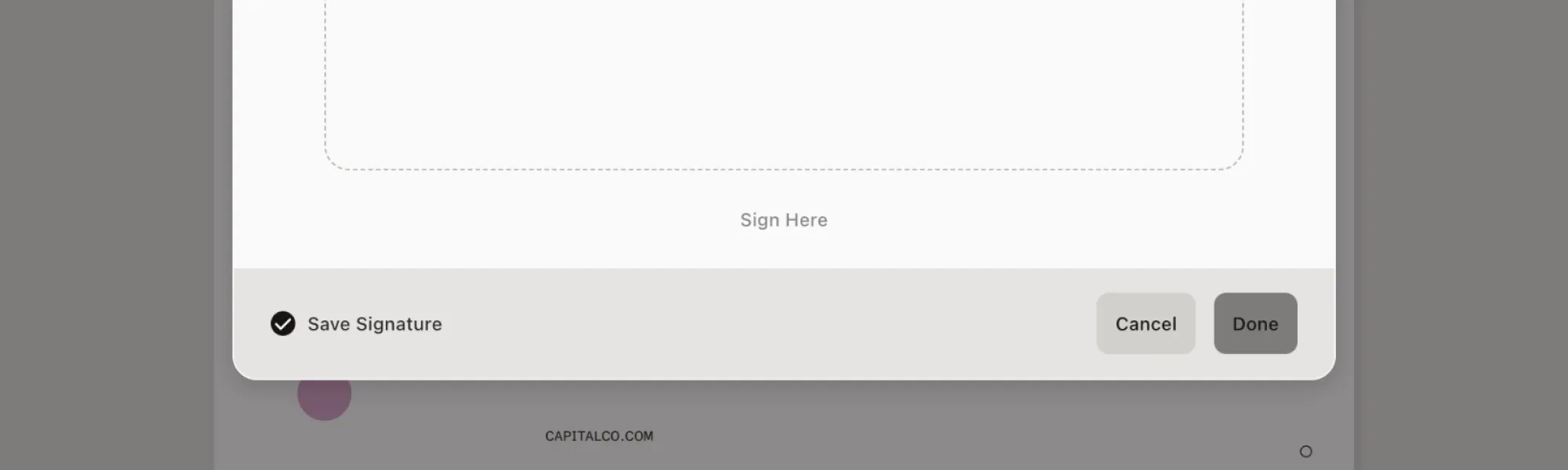 Screenshot of enabled toggle for saving signatures.