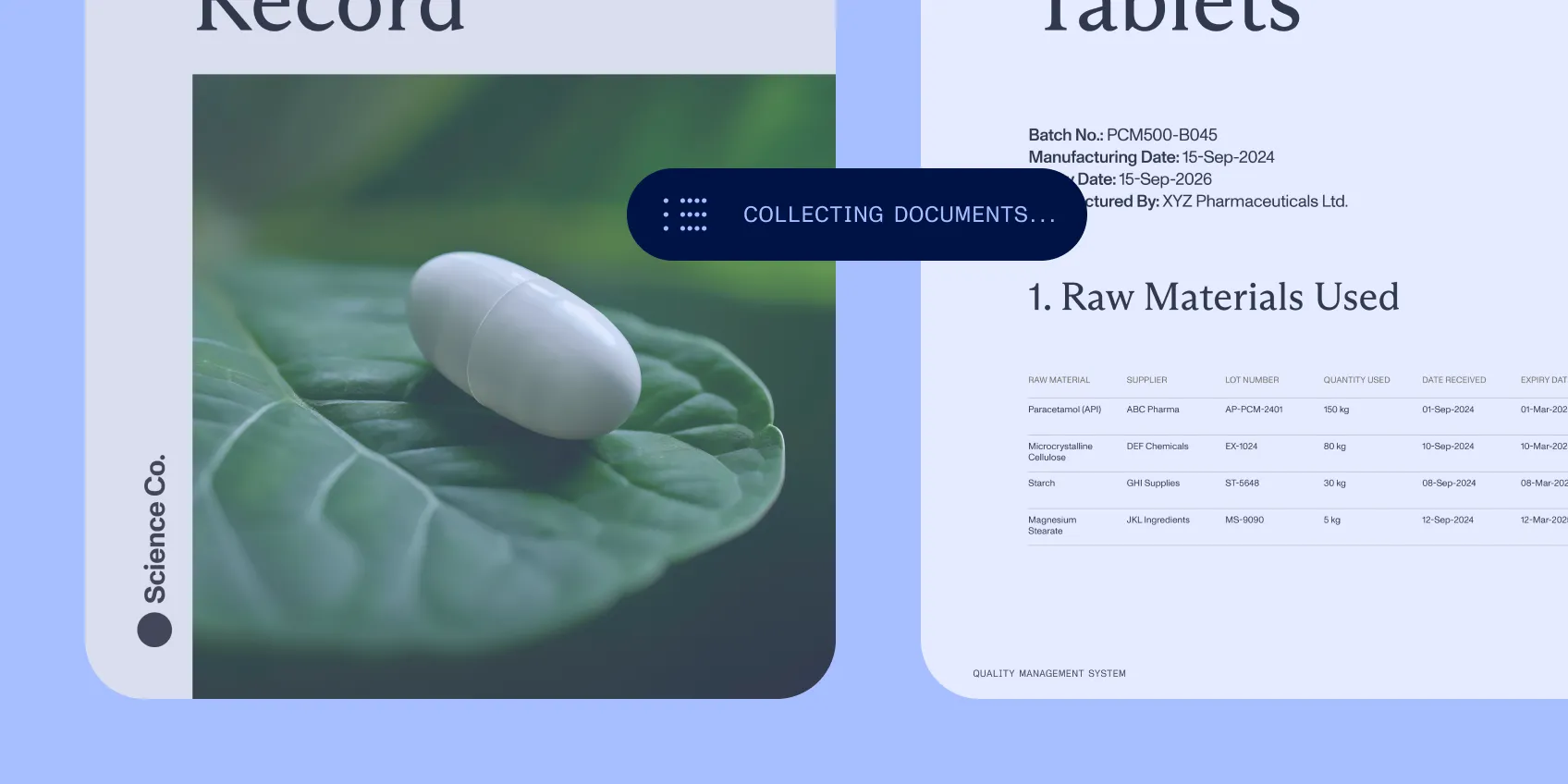 Supplier information, insurance, and the relevant agreement brought into a trackable request.